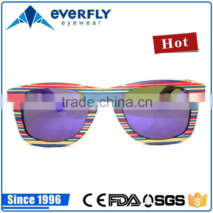 Colorful cheap handmade wood frame Polarized Mirror wooden sunglasses