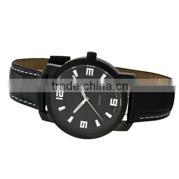 Japan movement wrist mens leather black classic watches