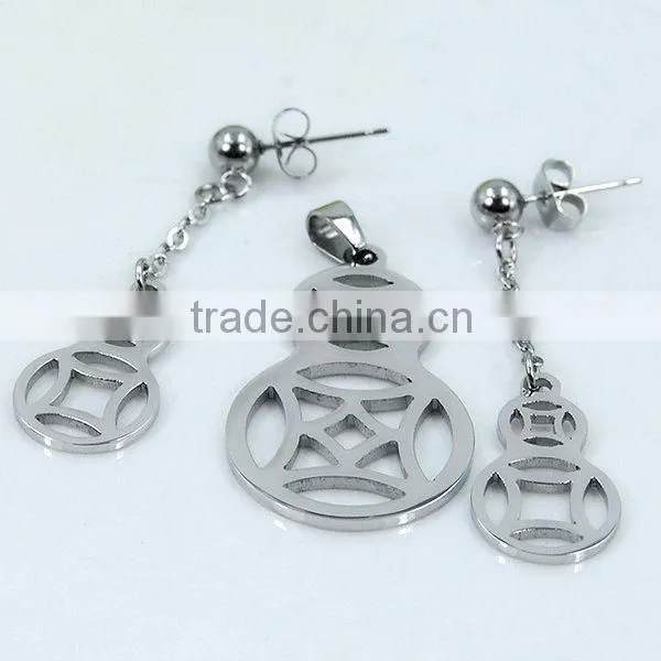 Fashion laser cut pendant Stainless steel jewelry set