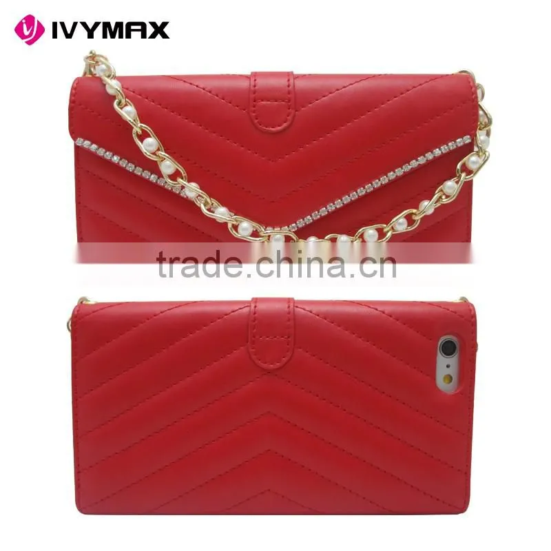 Lady style diamond bling leather wallet case for iphone 6, for iphone 6 case