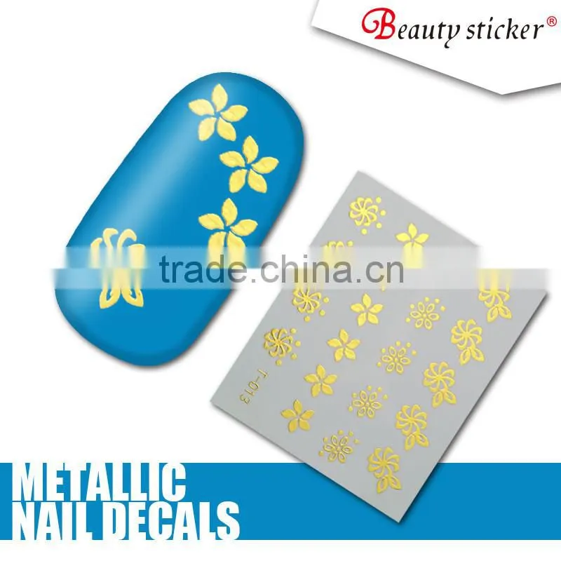 popular 2016 hot sell water decals nail art stickers metallic color nail wraps