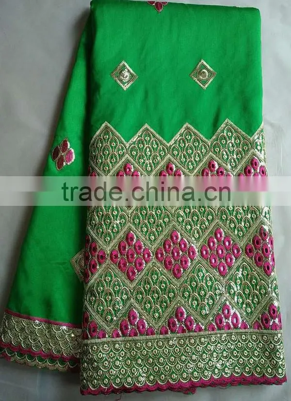 Nigerian polyester slub yarn embroidered bridal lace george