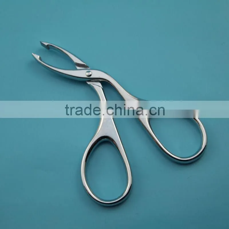 Bent head scissor style tweezers