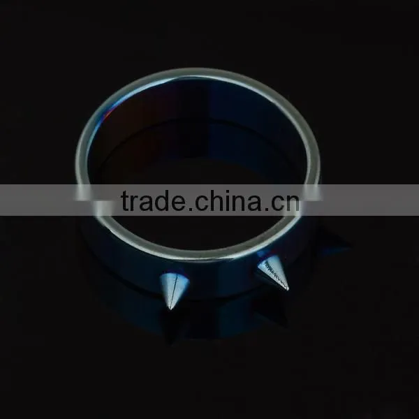 Blue Spikes Stainless Steel Ring