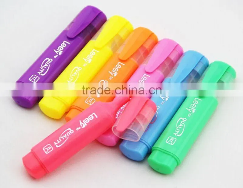 bright multi-color flat barrel highlighter pen