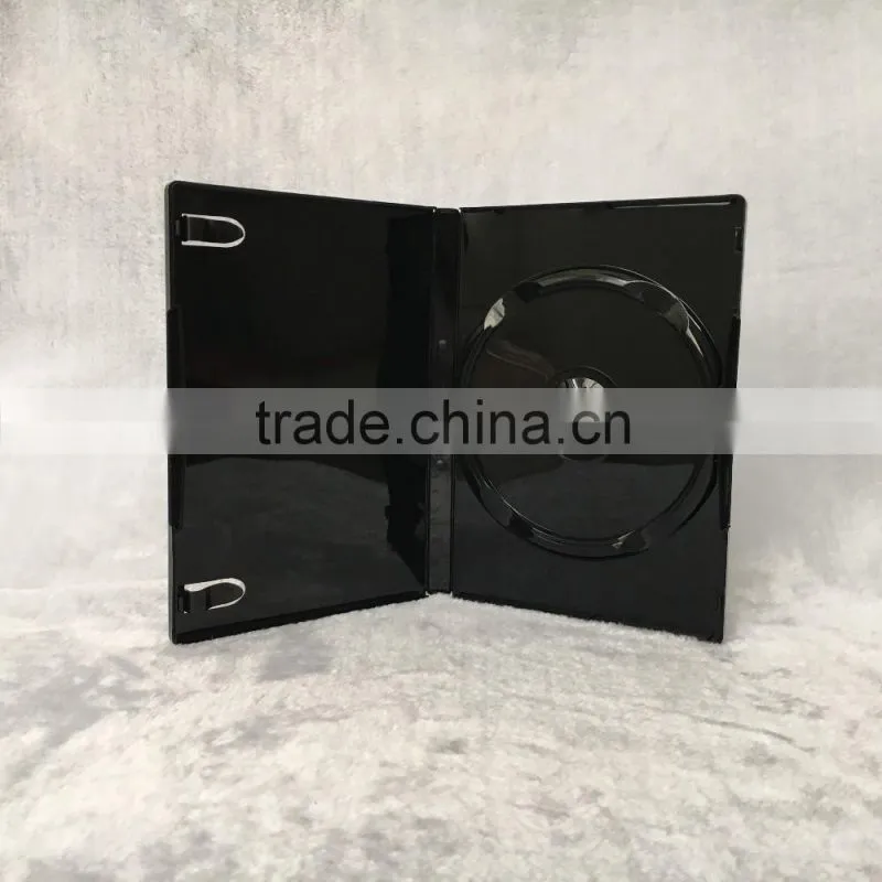 14mm Standard Plastic Glossy Black Cover long DVD case for One Disk
