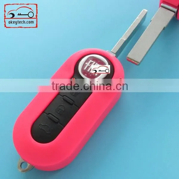 High Quatity Fita 500 flip remote key shell pink 3 button Fiat 500 Brava Panda Punto fobs romote key case