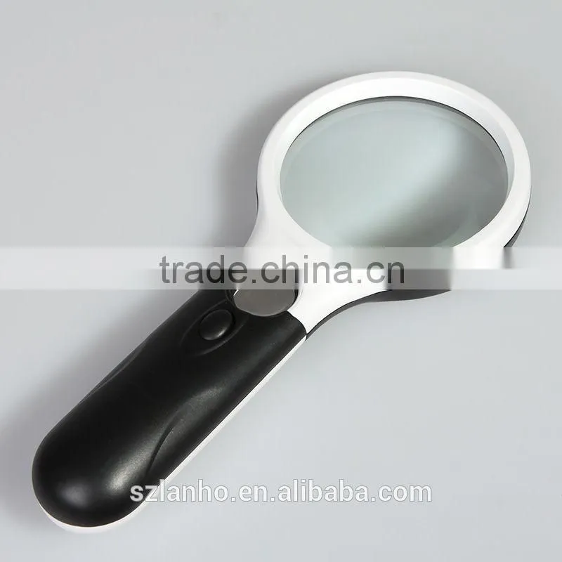 New Handheld Illuminated 3X 45X Magnifier Magnifying Jewelry Loupe 2LED Light