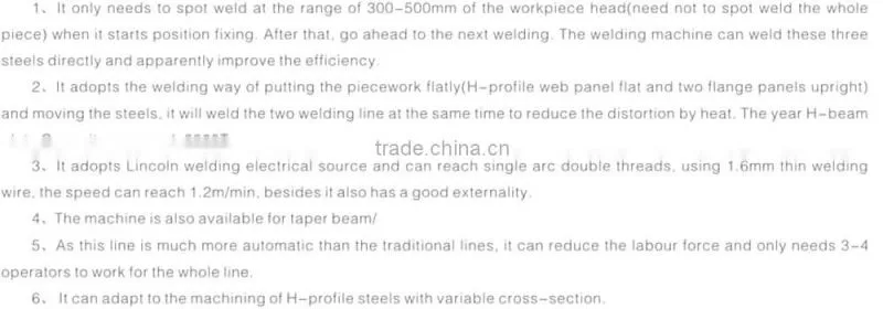 HW15 C beam Horizontal Welding production line machinery