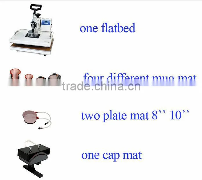 Economical Combo 8 in1 heat press machine for T-shirt/caps/mugs/Plates T-D8