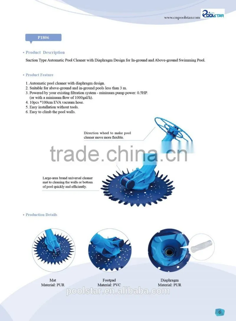 inground and above ground suction type ultrasonic cleaner price P1806