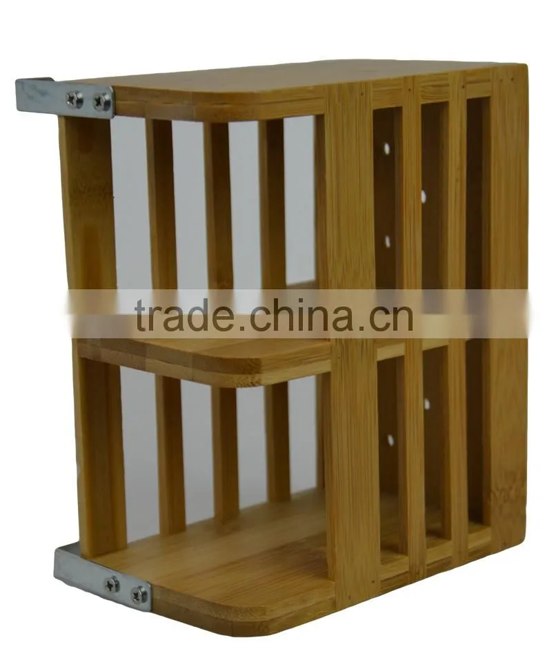 BH005/Hanger Bamboo Flatware Dish Rack Holder Accessory with Metal Utensil Clips