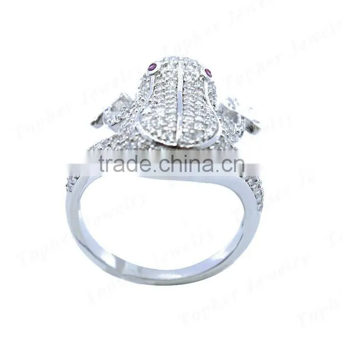 AAA zircon 925 sterling silver imitation micro pave setting frog ring