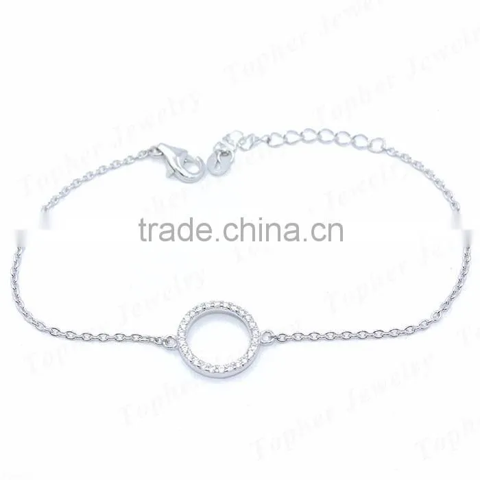 Factory wholesale 925 sterling silver charm bracelet with micro pave setting zircon