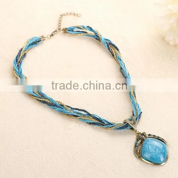 Vintage Lady Fashion Rhombus Stone Necklace