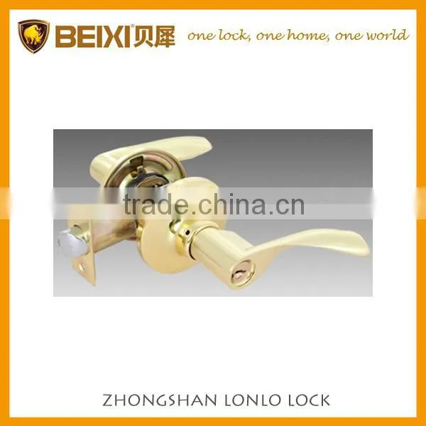 2016 European style safety cylinder keyed bathroom locks with Polished Brass