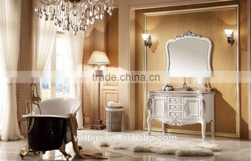 antique wooden tall bathroom vanity WTS820