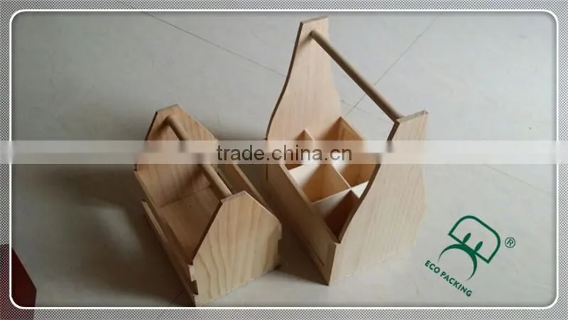 Natural wholesale finished handcrafted customized wooden beer carrier
