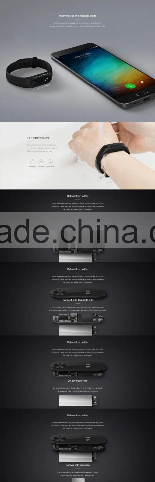 2016 original Xiaomi Mi Band 2 Miband Wristband Bracelet with Smart Heart Rate Fitness Touchpad OLED Screen Mi Band 2
