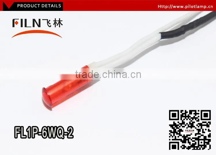2015 waterproof plastic 6mm 230v neon led mi-bulb yellow fire extinguisher indicator