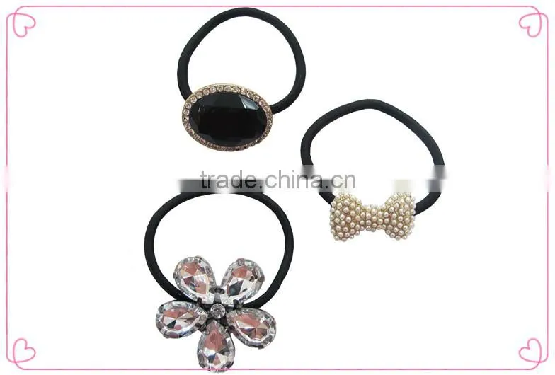 girls elastic hairband elastic hair band with pearls