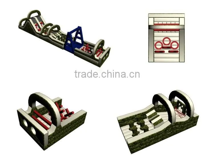 Large Interactive Military Boot Camp Inflatable Obstacle Course For Sale, Adult Inflatable Obstacle Course