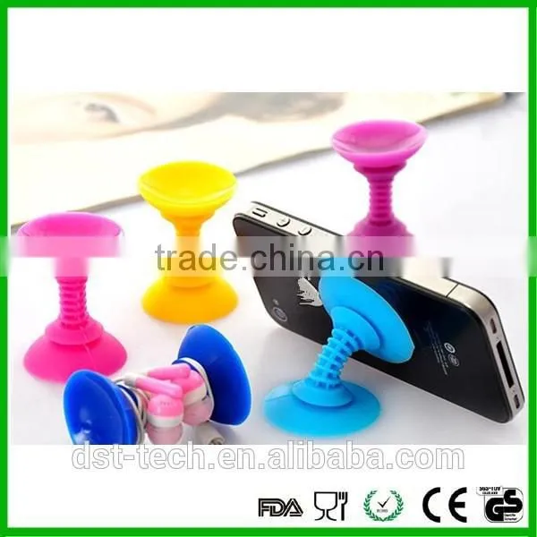 2016 adhesive silicone colorful phone holder with winder