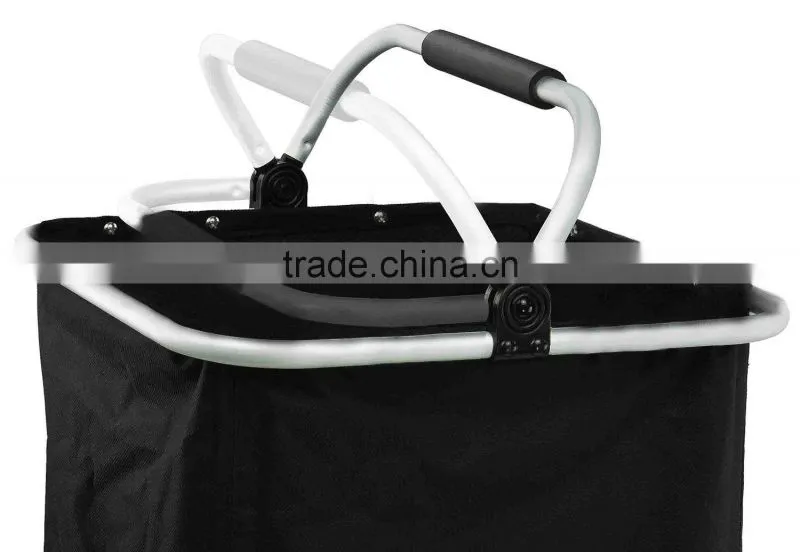 Collapsible Laundry Hamper - Black Foldable Clothes Basket with Handle
