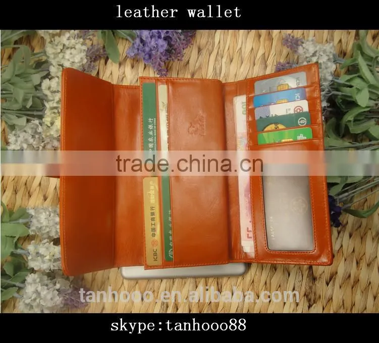 Emboss Logo Genuine Leather Ladies Wallets and Purses