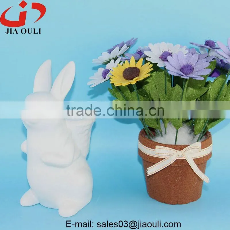 2016 New easter decoration white Ceramic rabbit planter