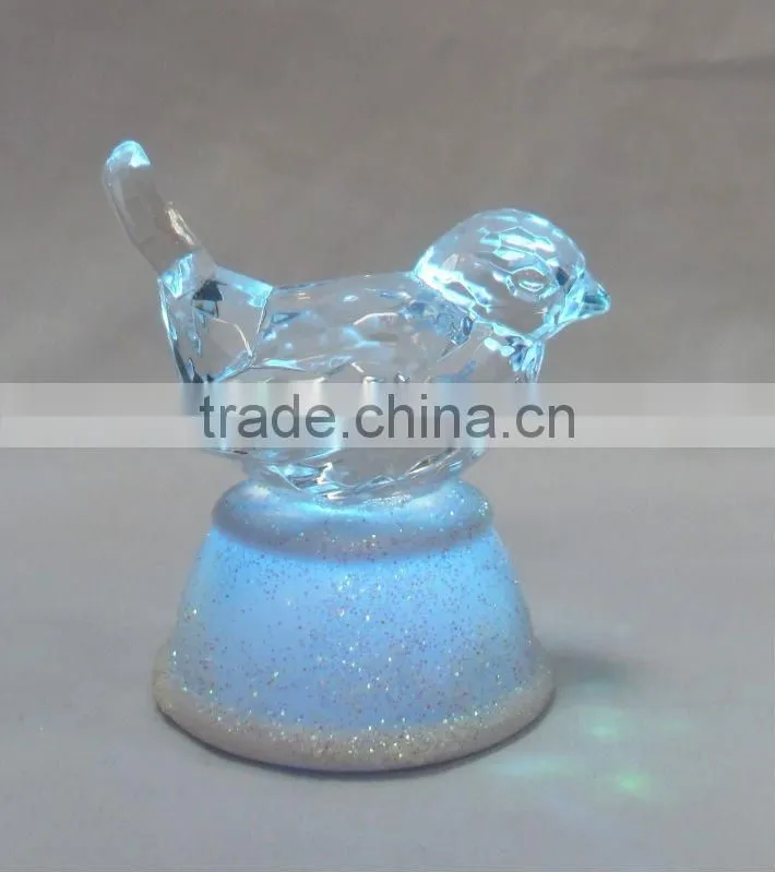 Small Acrylic LED Lighted clear bird animals toys decoration