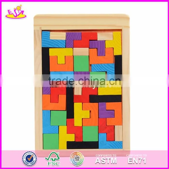 2017 Best design classic building toys wooden tetris game for kids education W14A169