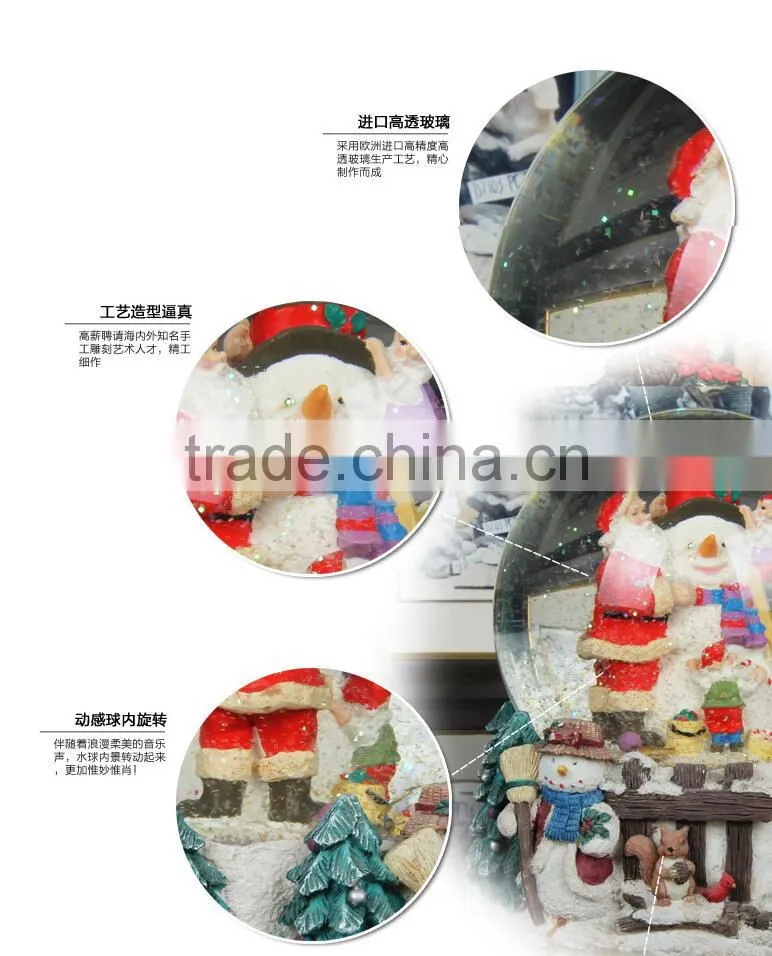 Resin Christmas Snow Globe Musical Snow Globe for Christmas Decoration