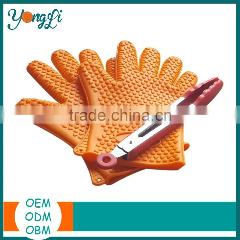 Best Heat Resistant Silicone Gloves and 10 Inch Tongs for Barbecue BBQ Set