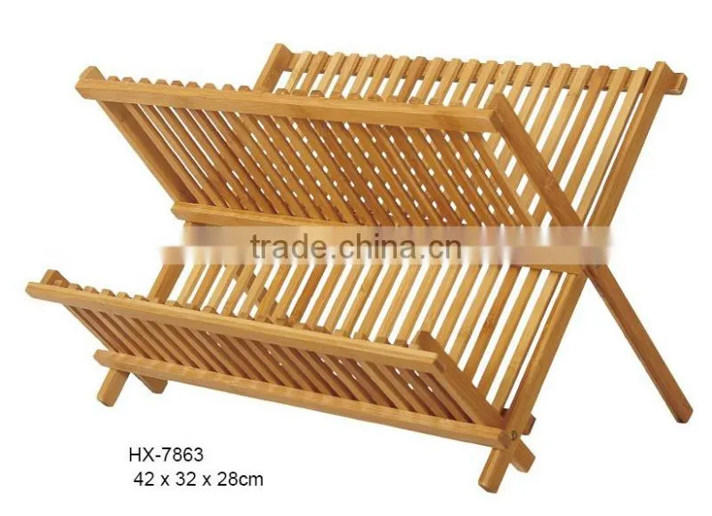 New Product for 2017 Moso Bamboo Folding Dish Rack/Drainer
