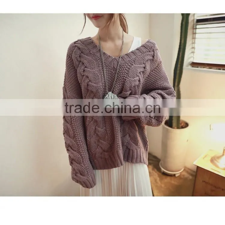 Plus size Women Sexy V-neck Knit Sweater Outerwear Pullover Tops Knitted Cashmere Sweater Women
