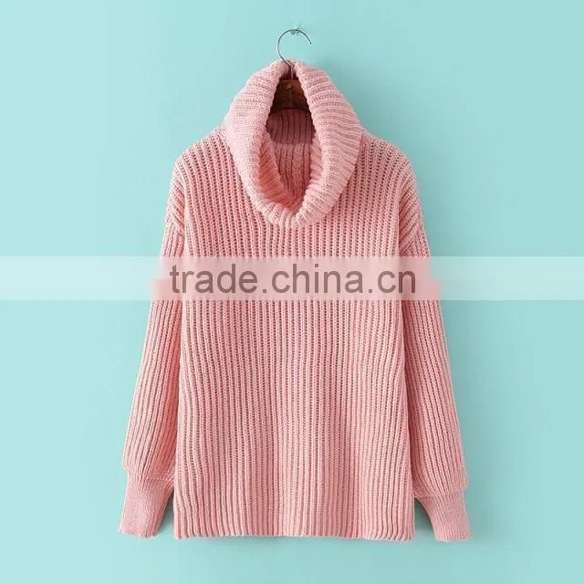 Fashion high quality Long Sleeve turtleneck brown pullover sweaters for women