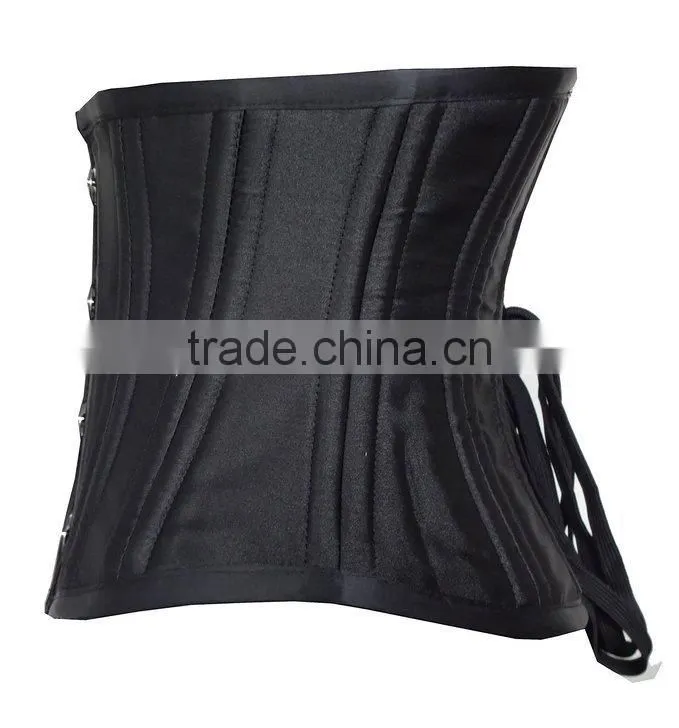 Women short double steel boned Waist slimming Satin waist trainer