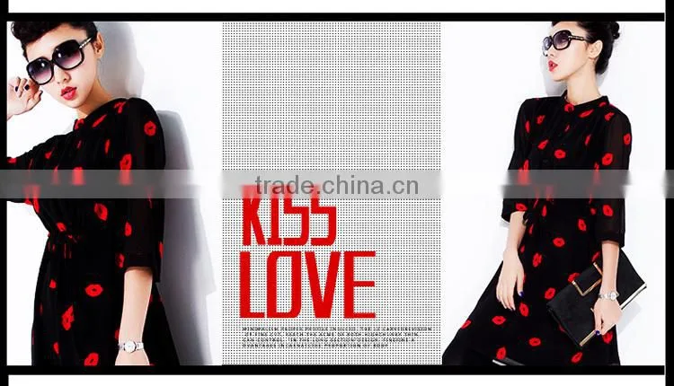 Korea summer fashion red slips dress 2015