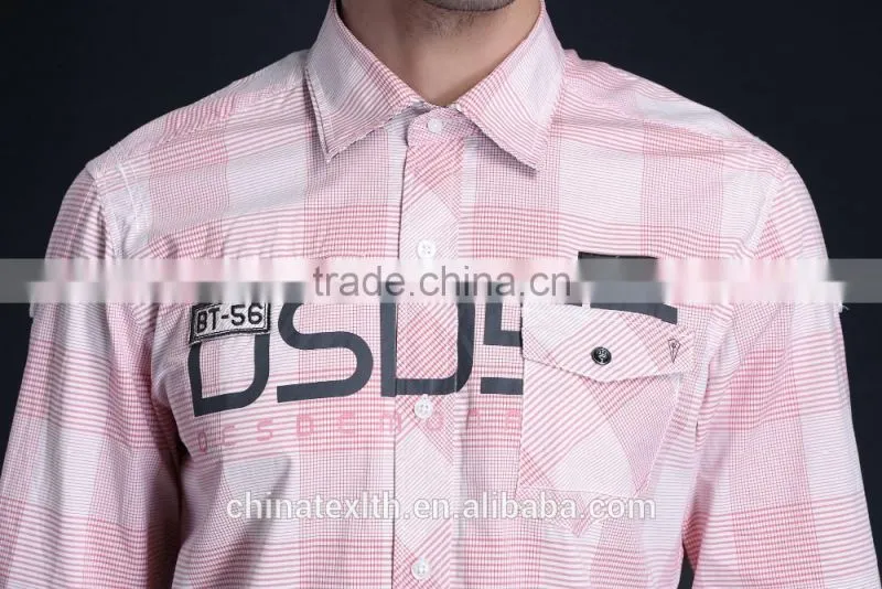 Fashion Long Sleeve Casual Design High Quality 100%Cotton Check Men Shirt