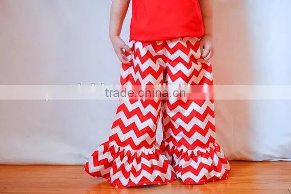 wholesale children's boutique clothing red chevron Long sleeve girls christmas outfits