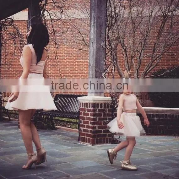 2016 Mommy and Me outfits Wholesale Champagne tulle skirt Mommy and Me matching Dresses Designer
