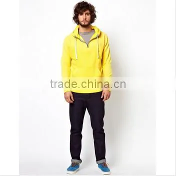 Super quality yellow blank bulk the fleece clothing with kangaroo pocket