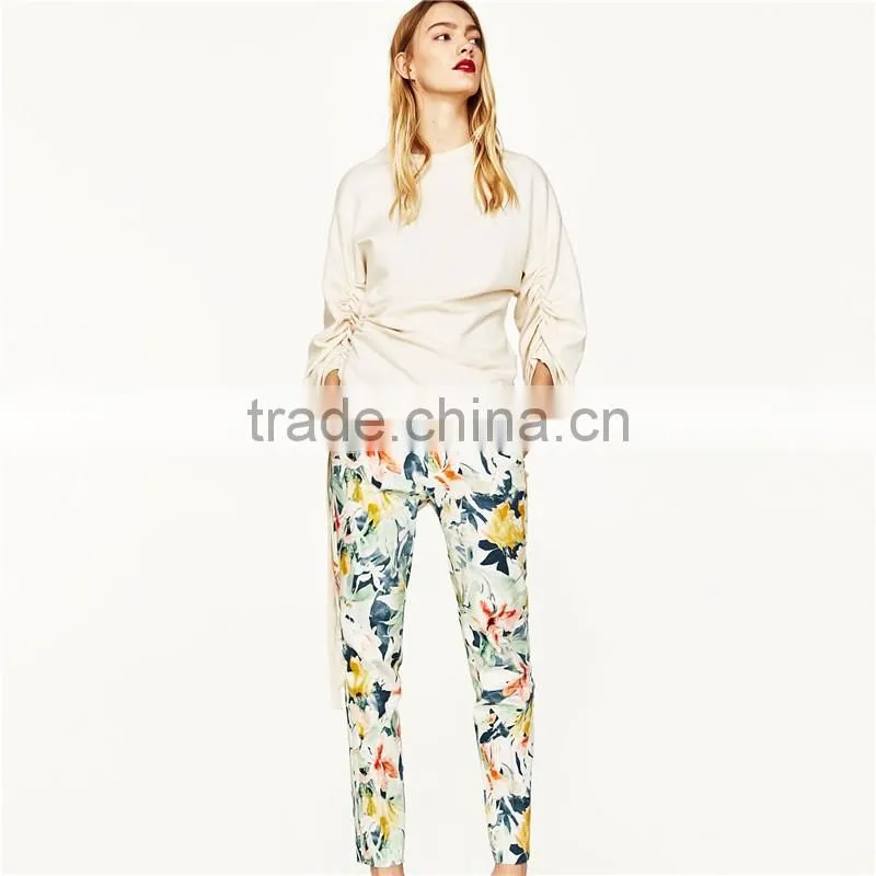 Custom Design Female Fitted Cotton Multicoloured Floral Dress Pants