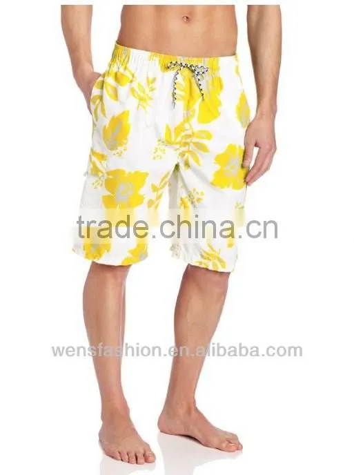 Men's Woven Metallic Flower Swimming Short Pants