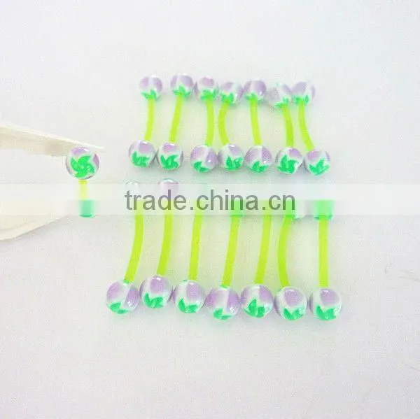 hot printed windmill acrylic ball EBA shaft flexible tongue piercing body jewelry