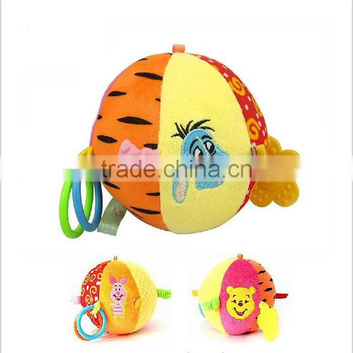High quality soft plush animal shaped baby rattles