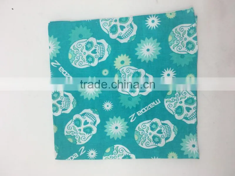 Unique Bargains Woman 50cm x 50cm Blue Printed Kerchief Neck Scarf