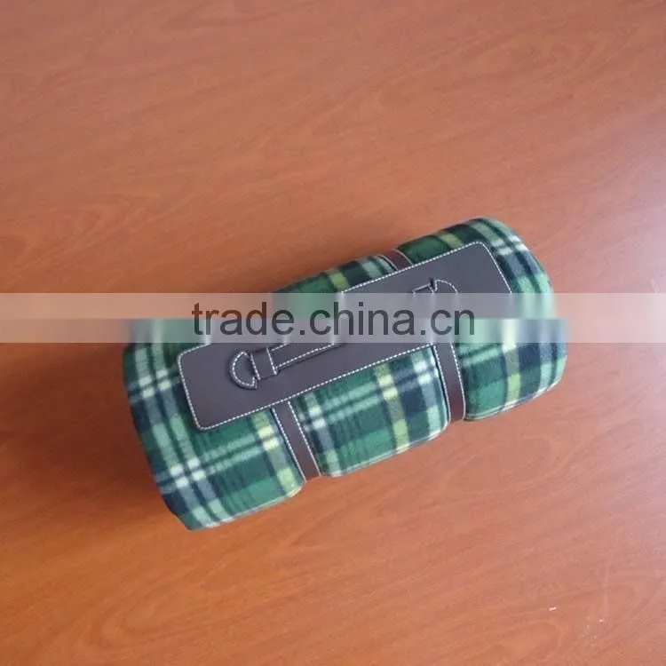 green check printed polar fleece+sponge+polyester with pu handle waterproof camping mattress