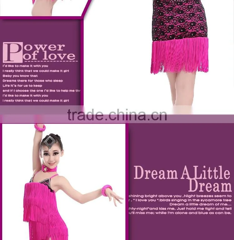Children Kids Sexy Performance Fringed Latin Dance Dresses Girl Positive And Negative Two Wear Ballroom Dress
